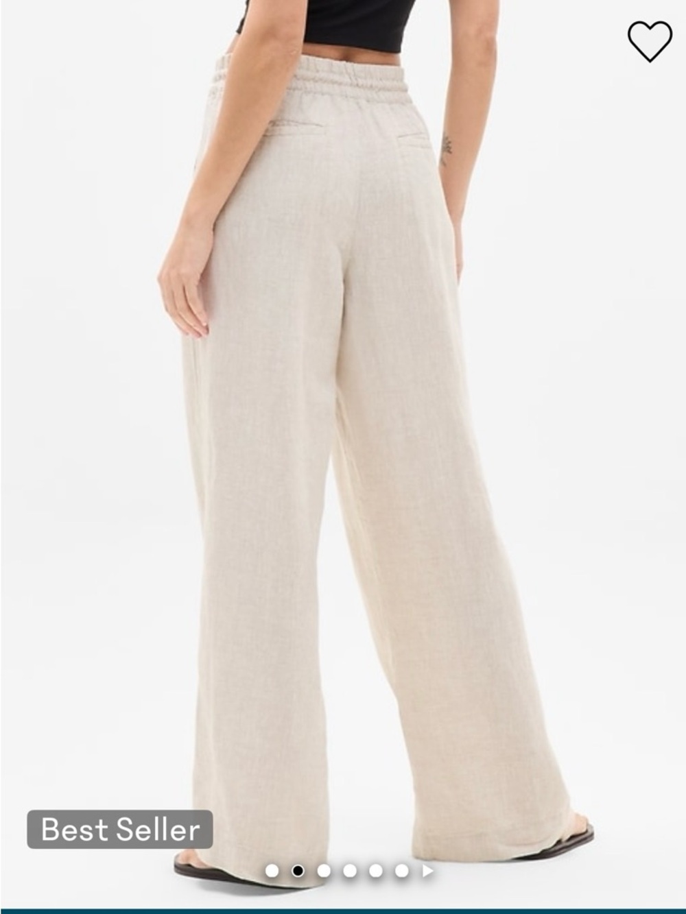 Athleta Wide-Leg Linen-Blend Drawstring Pants in Light Beige - Picture 7 of 8